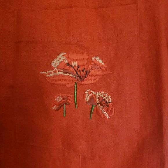 R & K ORIGINALS Red Button Front Shirt Blouse Short Sleeve Women's Petites - Picture 5 of 8